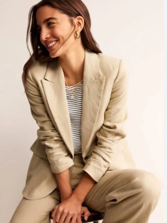 Boden Jackets & Blazers - Boden Marylebone Linen Blazer, Tan, Size 16-18R, Worn once, if at all